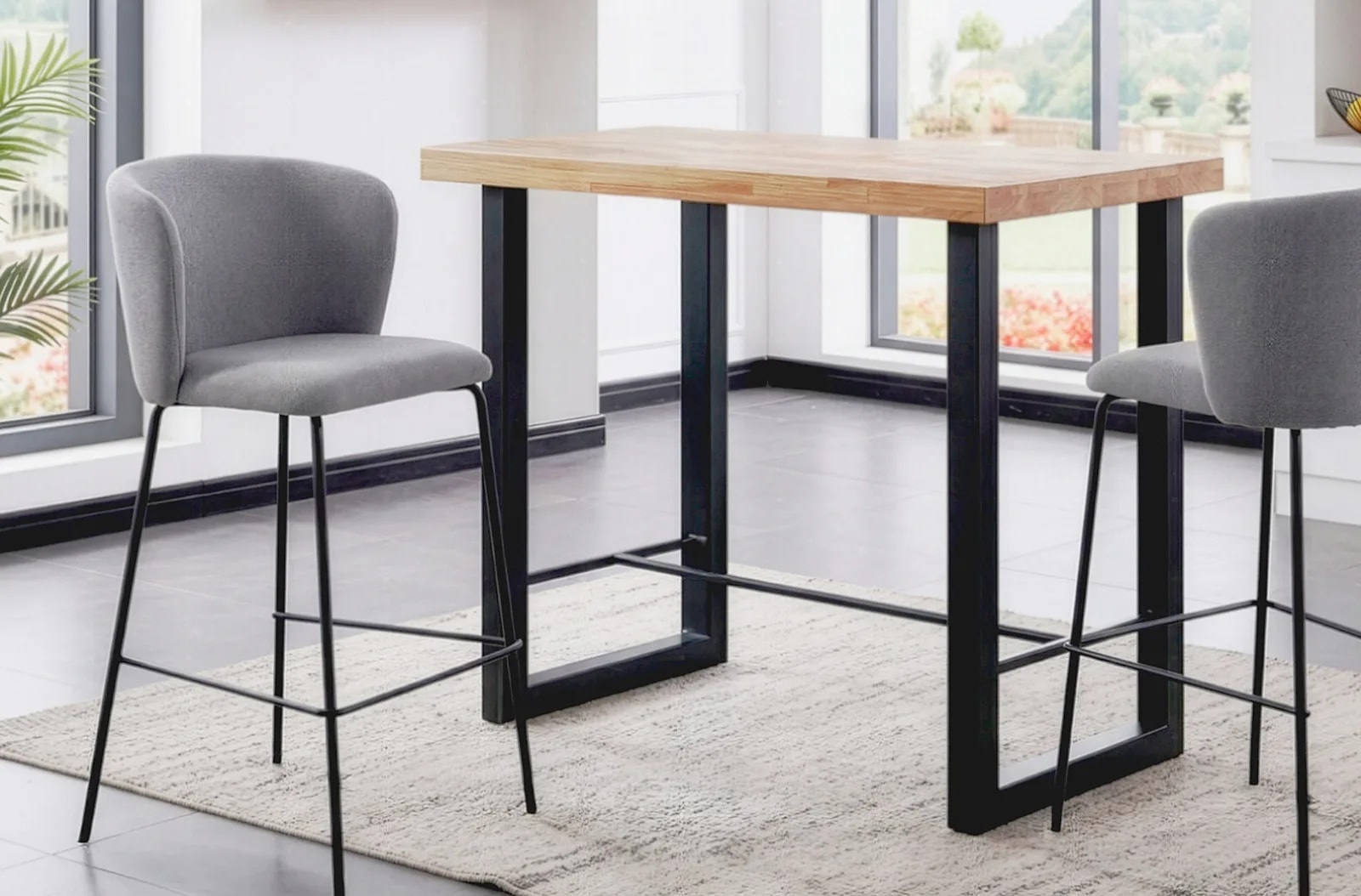 Mesa alta Loft, roble nordish / negro en un salón